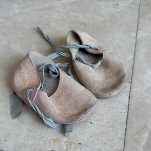 Le Petit Menorca Leather Baby Shoes with Gray Laces 4.5 inches